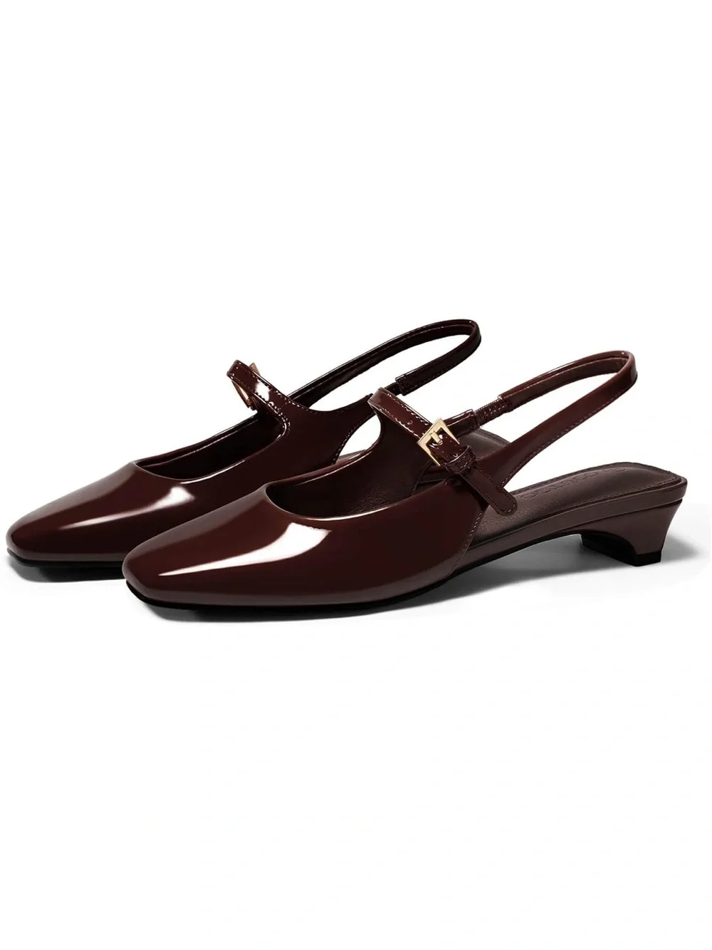 Coutgo Women’s Slingback Low Heel Pumps in Dark Brown/Coffee